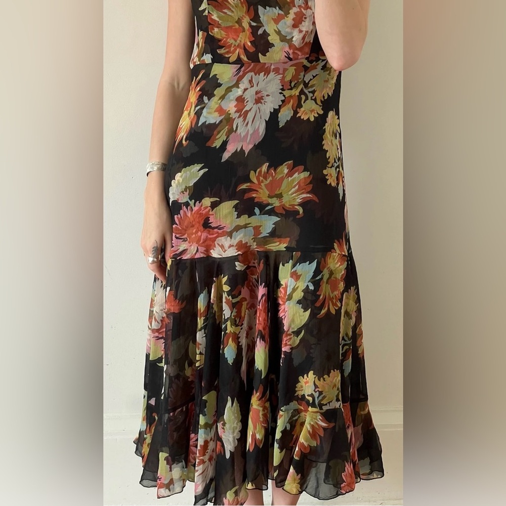 Anthropologie Floral Chiffon Maxi Dress